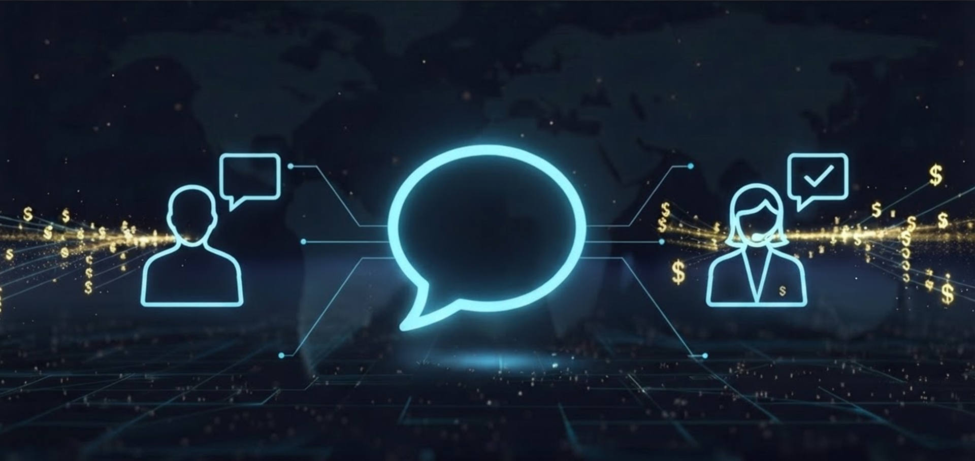 Message thread chat discussion connecting customers and business